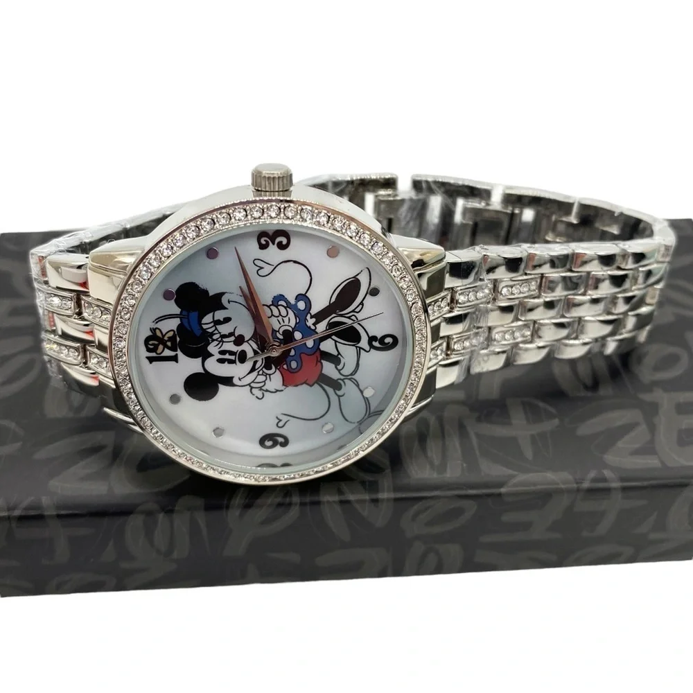 Disney Mickey and Minnie Mouse Women’s Crazy In Love Silver Alloy Watch